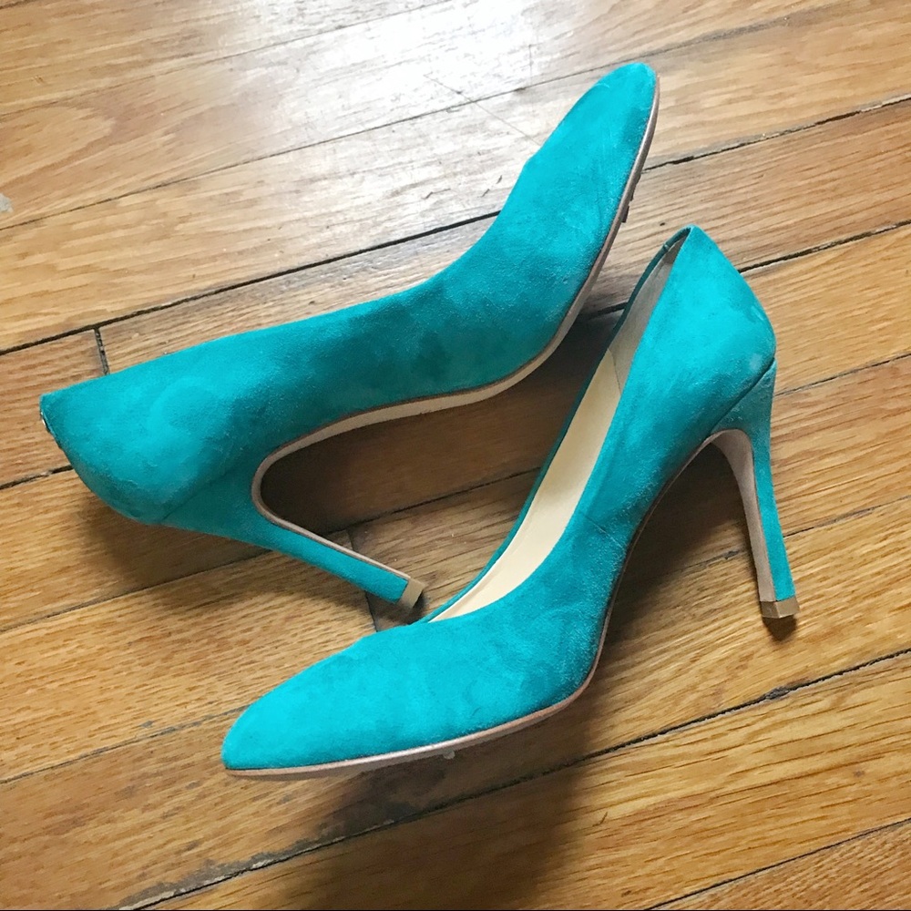 Ivanka Trump 9.5 Teal Suede Pump Heels